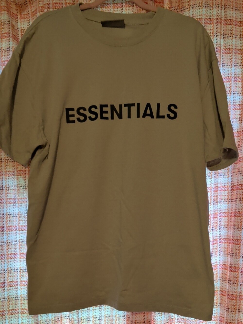 Essentials Men's Short Sleeve Tee in Olive Green with Black Logo